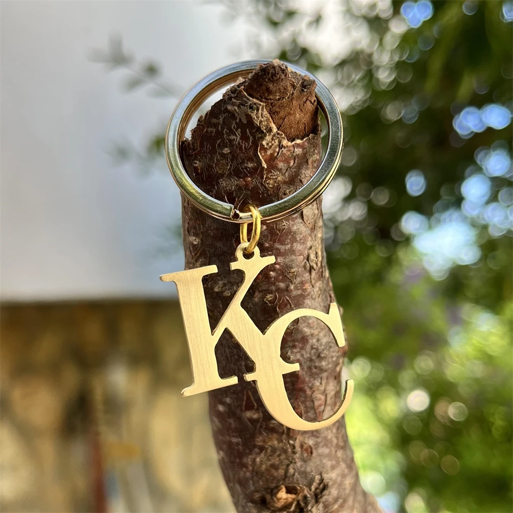 Double Letters Keychain Personalized Family Jewelry Women Men Custom Two Initials Key Ring Name Jewelry Friendship Gifts
