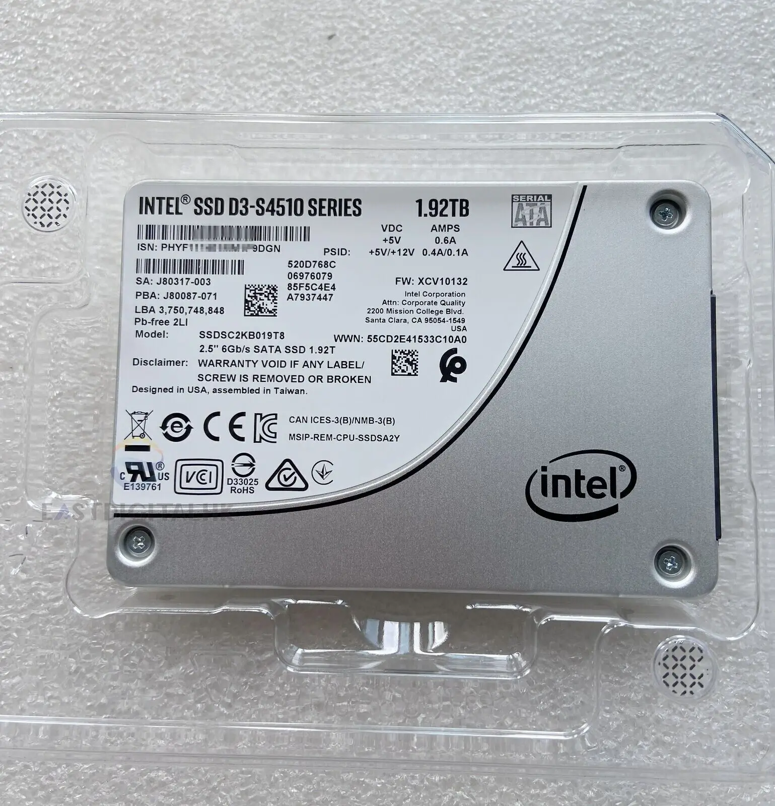 Intel 1.92TB S4510 SSD SATA 6Gb/s 2.5