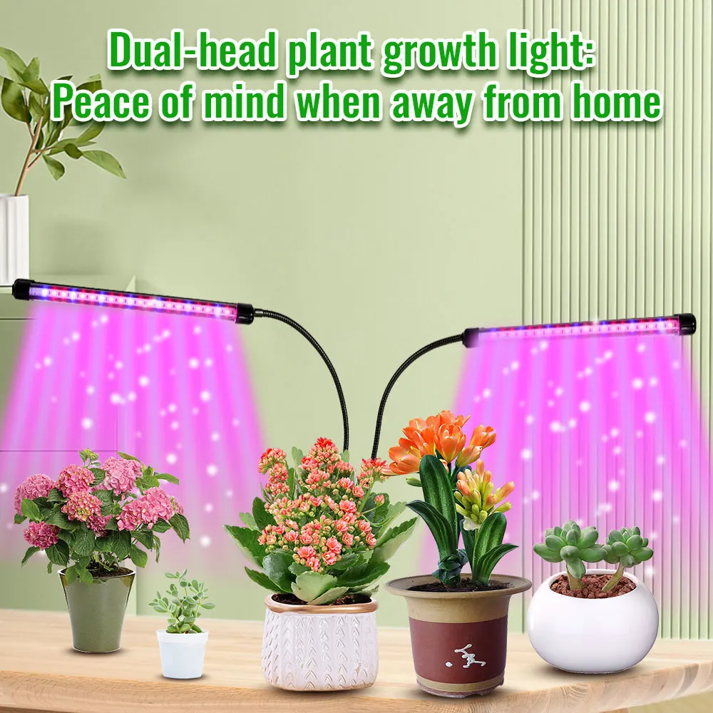 Full Spectrum USB LED Plant Grow Light with 10 Adjustable Levels - Indoor Hydroponic Garden Light System with Timer Control