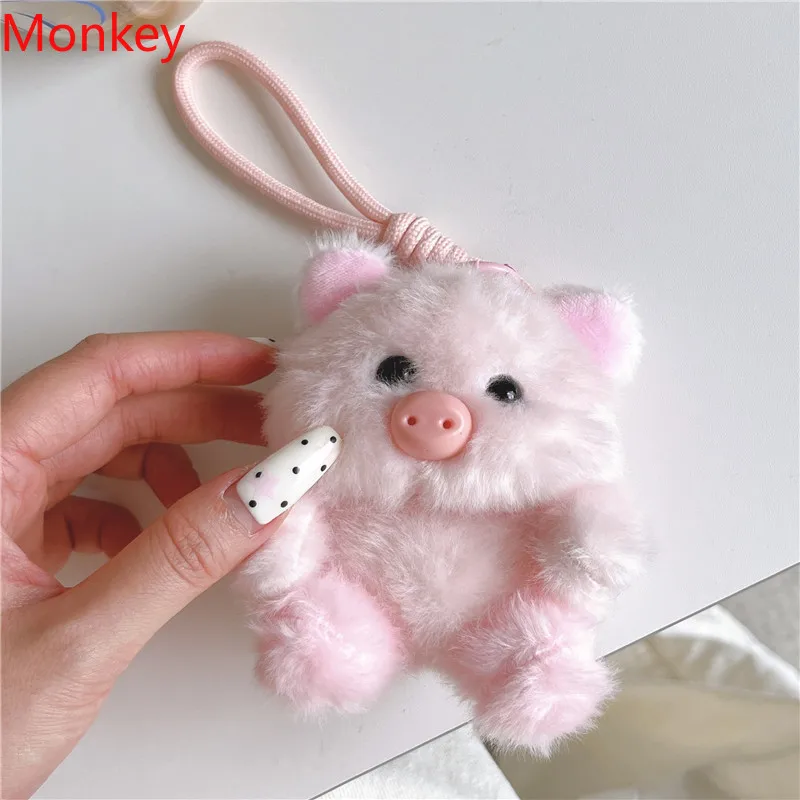 Cute Fur Animal Pig Doll Long Ear Elephant Headphone Case Hand Rope For Airpods Pro3 Pro 4 3 2 1 Wireless Bluetooth Earphone Bag