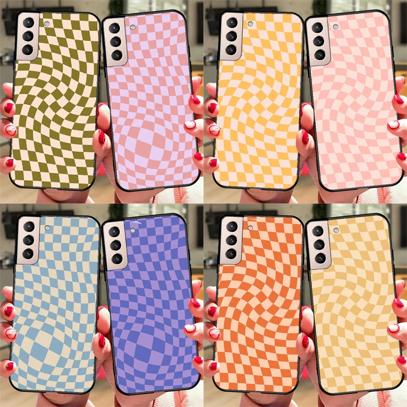 Check Orange Green Moss Twist Case For Samsung Galaxy S23 Ultra Note 20 10 S9 S10 Plus S20 S21 FE S22 Ultra Phone Cover