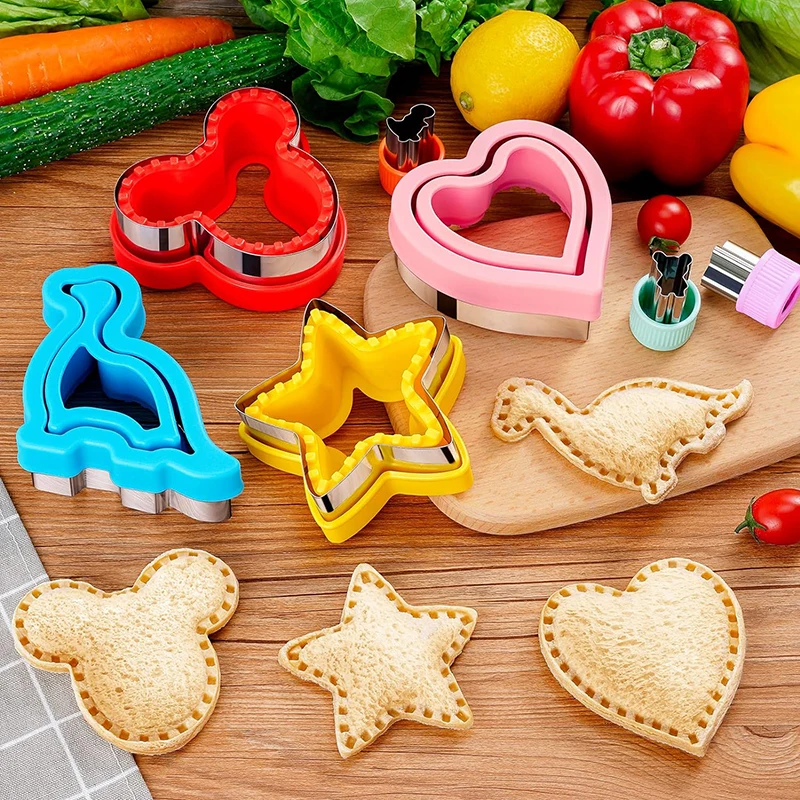Sandwich Cutter Und Sealer Set Für Kinder Kinder Lebensmittel Kekse Brot Toast Maker Form Obst Gemüse Schneider Formen Backen Werkzeuge – Detail 3