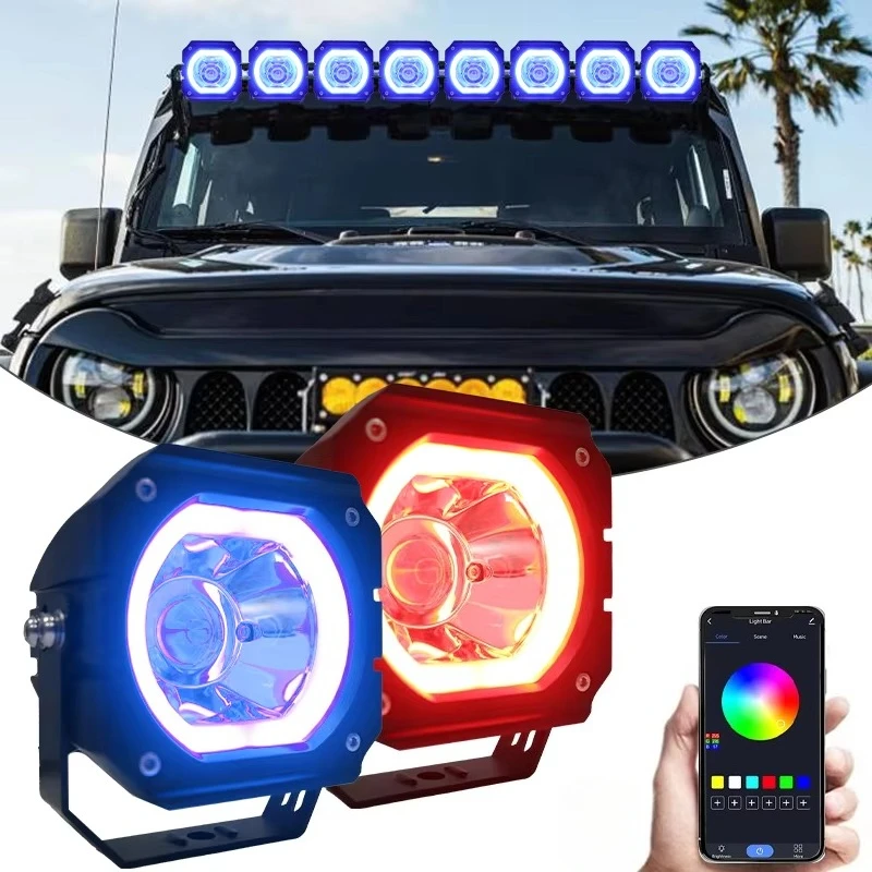 4-Inch Daytime Running Lights LED Work Fog Driving Lights Offroad Car Light with App Control
