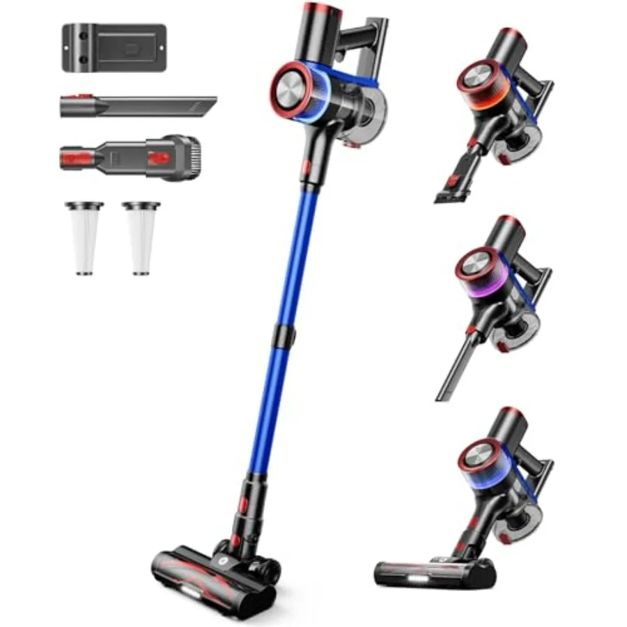 Cordless Vacuum Cleaner 550W 45Kpa 65Mins Vacuum Cleaners for Home Stick Vacuum with LED Display Anti-Tangle Self-Standing 8-in