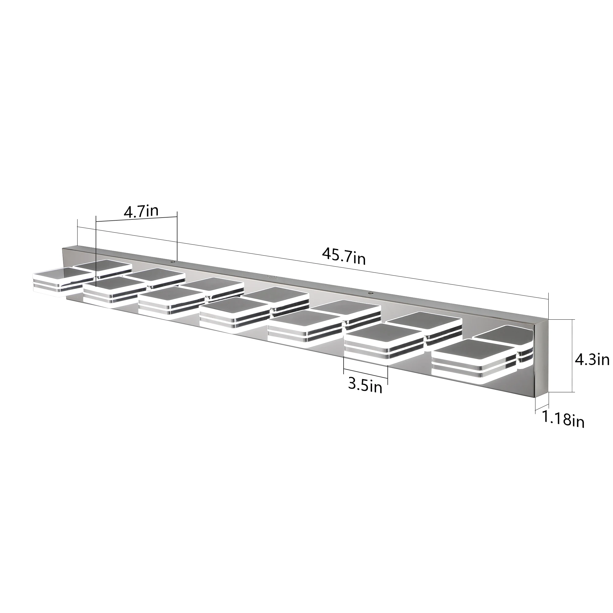 LED moderne chroom make-up licht, 7-lichts acryl chroom make-up spiegel licht voor badkamer, slaapkamer, woonkamer, poederkamer, Et