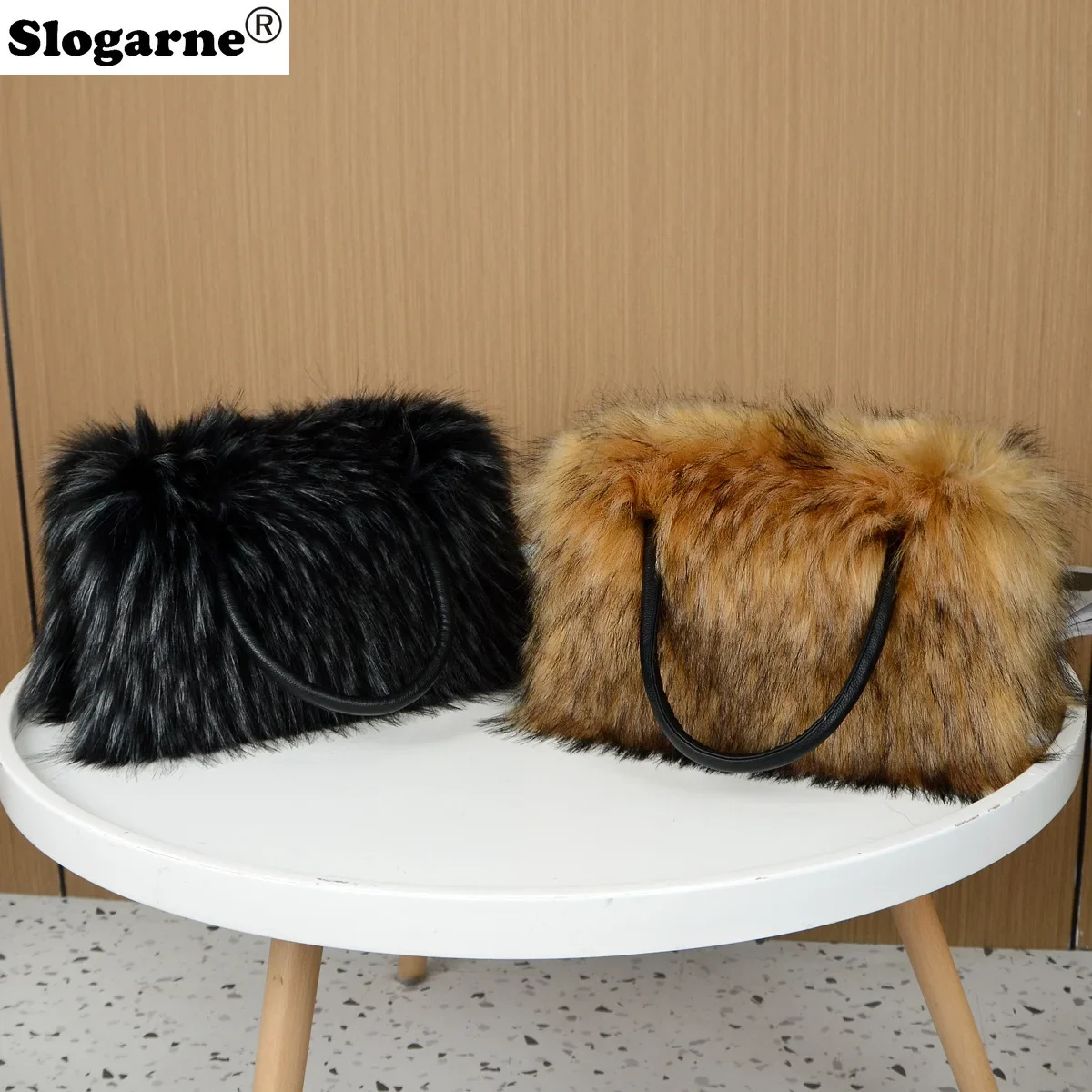 Luxury Raccoon Fur Handbags Women 2024 Winter Soft Faux Fur Bag Girls Fashion Furry Shoulder Bags Fluffy Gifts Warm Tote Purse