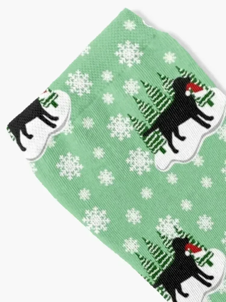 Christmas Black Labrador Silhouette Santa Hat Socks Christmas hip hop Girl'S Socks Men's