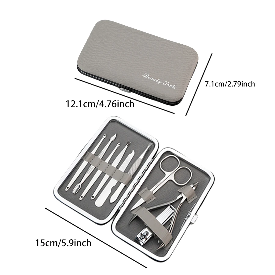 Obcinacz do paznokci do domu 9-częściowy zestaw duży otwieracz do Manicure Unisex Mini kompaktowa pęseta na prezent do brwi