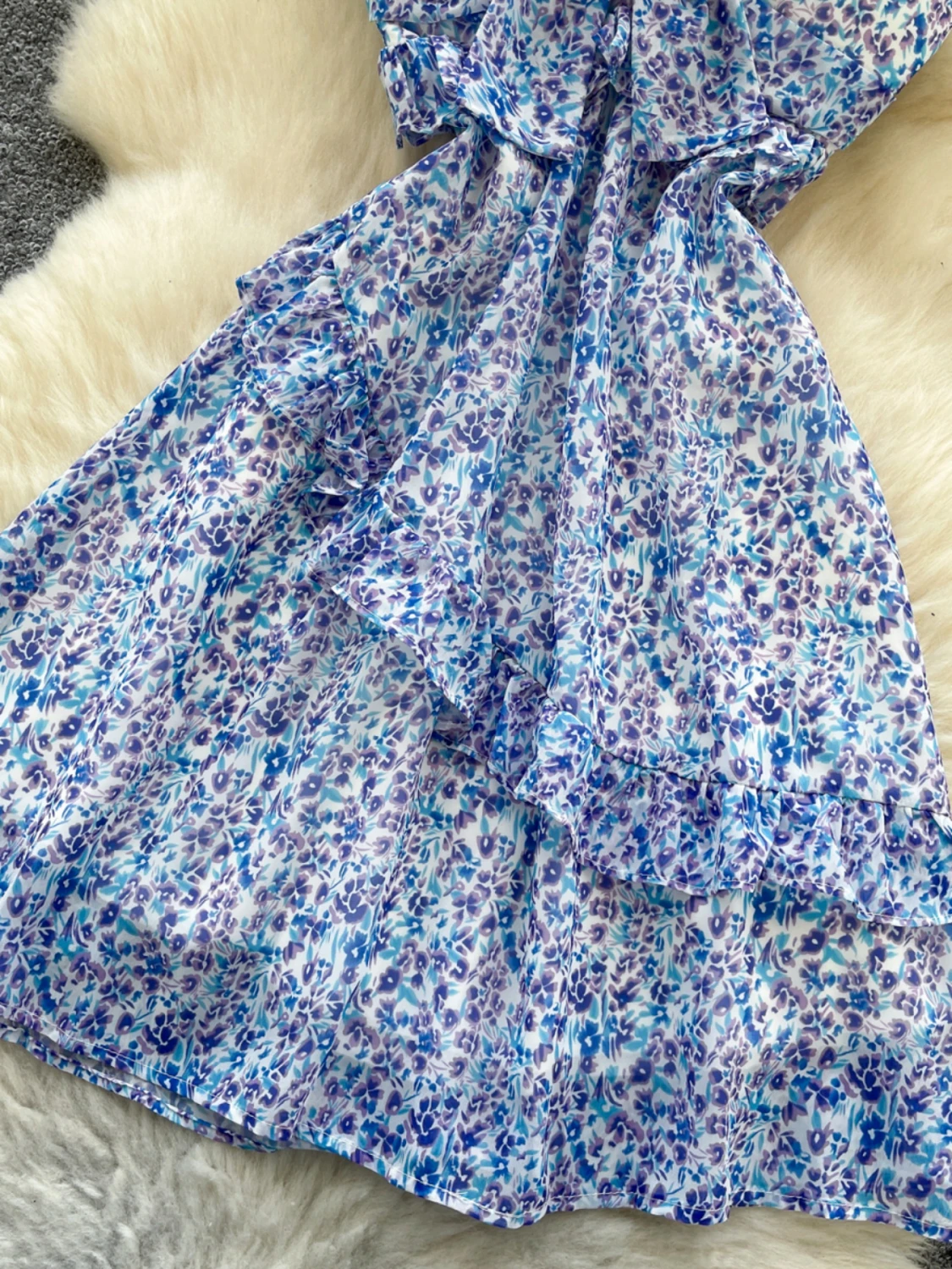 Ele Hollow out Bal Strap Dr Women's Waist Cinched Floral Snowflake Vaion Skirt ort Korean Sle Commute