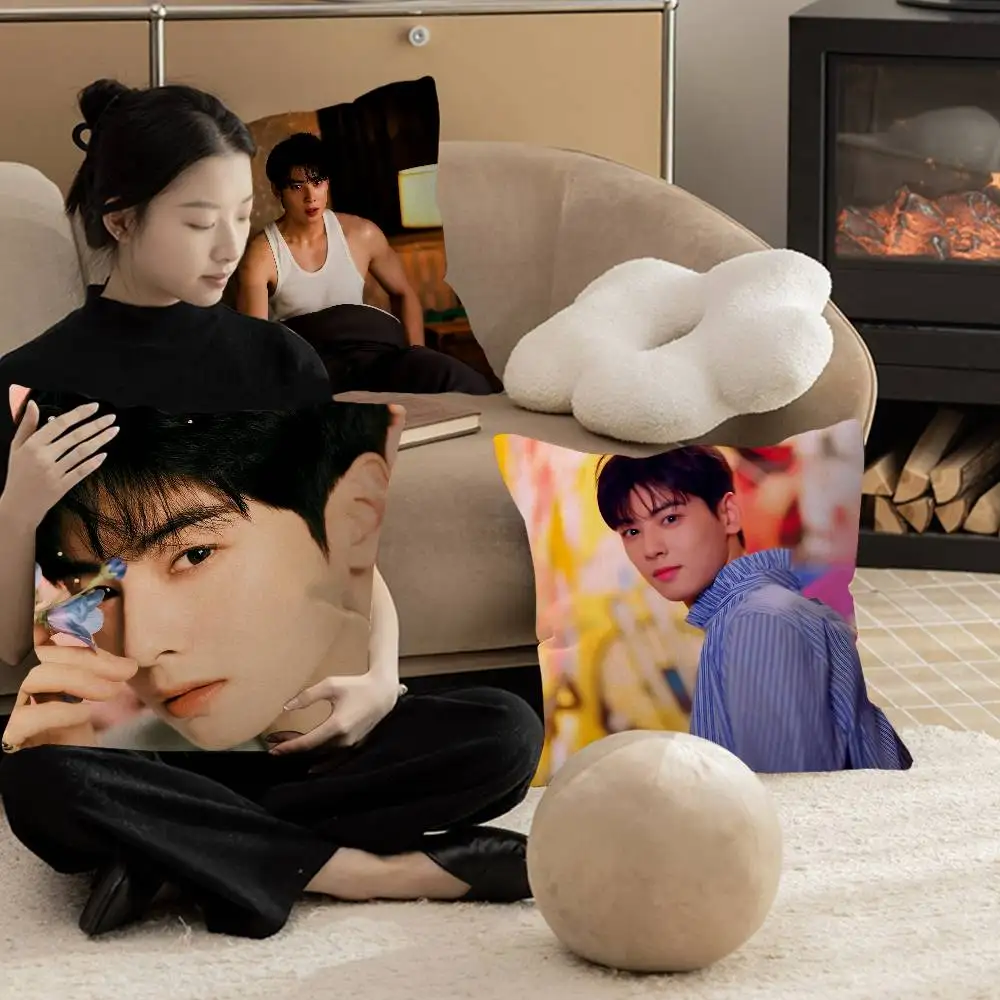 Cha EunWoo Poster Maple Design Cushion Cover Happy Autumn Harvest decor Holiday Decorati Pillow Cover