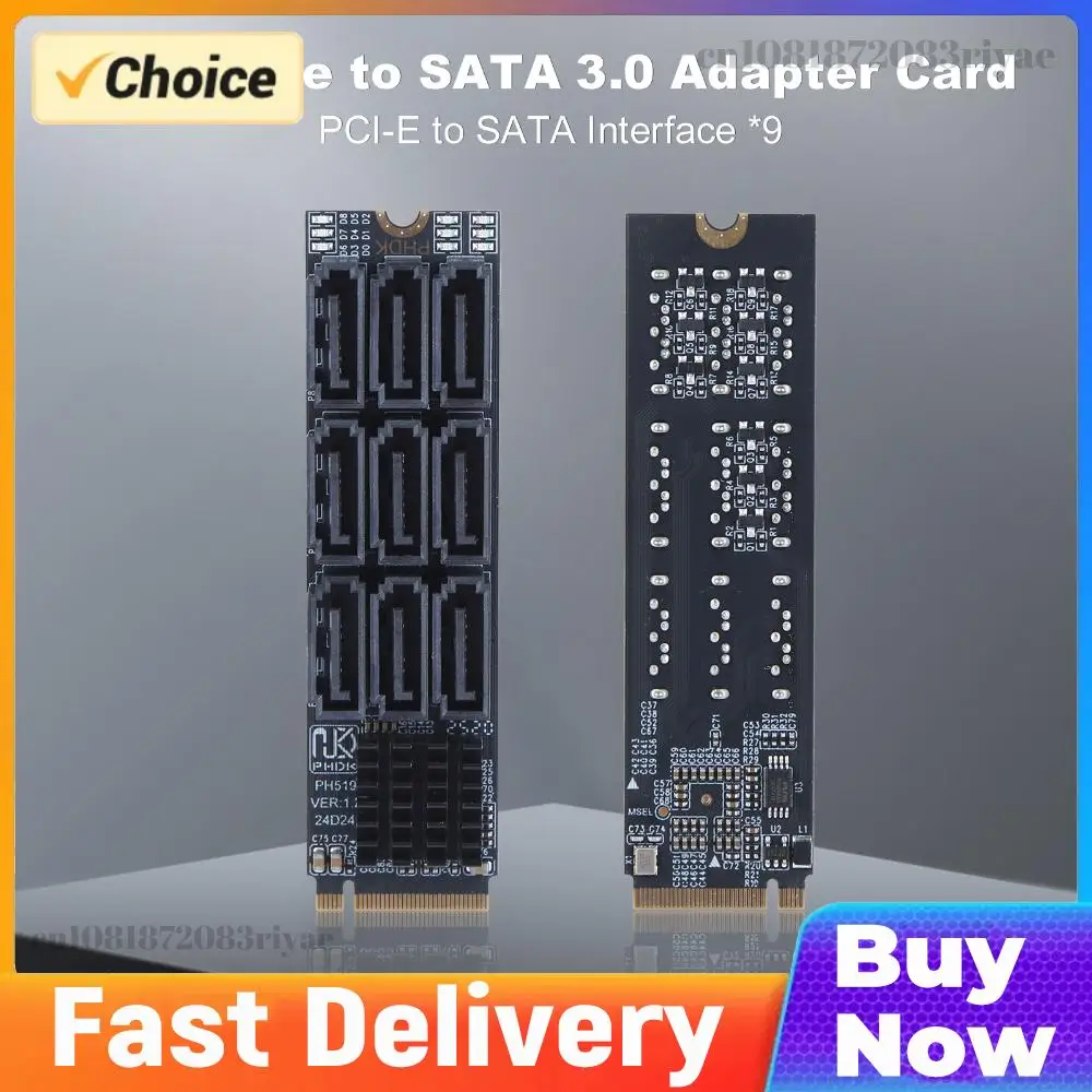 

9 Ports M.2 M Key NVME to SATA 3.0 Converter Adapter 6Gbps PCIE 3.0 X2 Hard Disk Expansion Card Smart Monitoring for Desktop PC