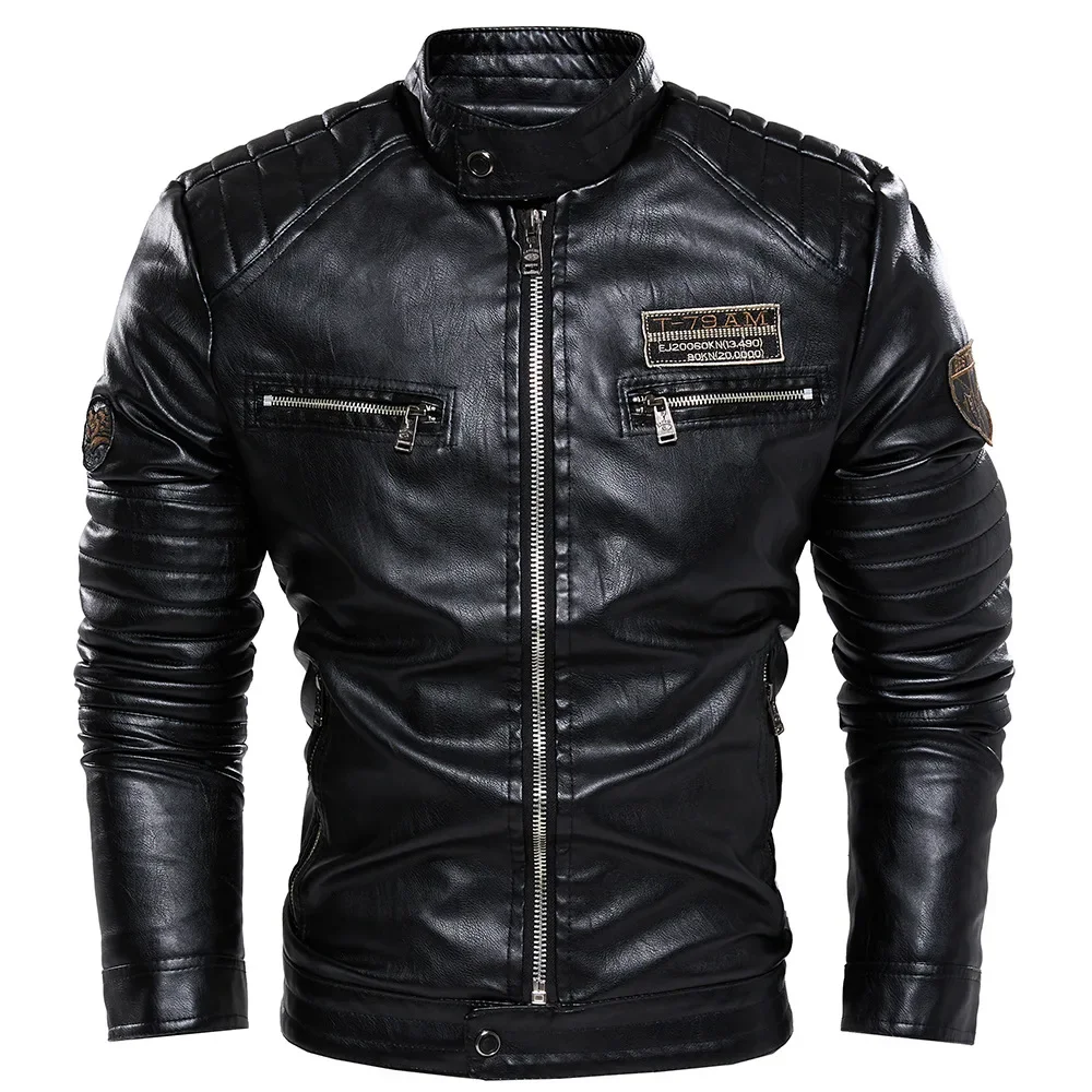 2023 Autumn and Winter Plush PU Oversized Men\'s Jacket Men\'s Jacket Leather Jacket