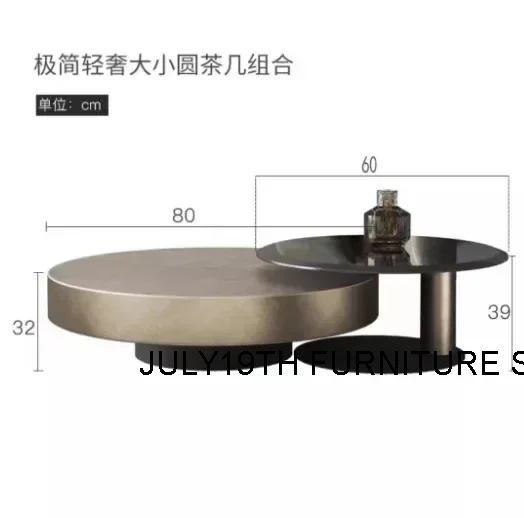 Tavolino rotondo in acciaio inossidabile Tavolino in vetro temperato con piastra in roccia Tavolino leggero di lusso semplice e moderno per soggiorno Nuovo