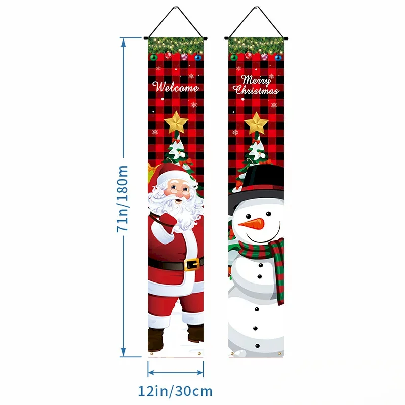 VIKAMA Christmas Gnome Porch Banner, Swedish Tomte Plaid Hat Gift Door Hanging Decor, Xmas Indoor Winter Decor