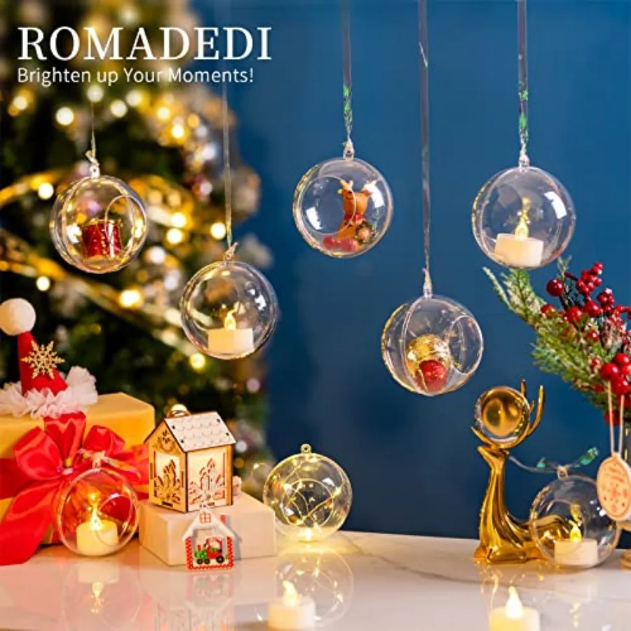 Tealight Holders Globes Fillable Acrylic: Bulk Hanging Tea Light Ball Bulb 3.15'' Ornaments Fillable for Party Wedding Centerpi - view 2