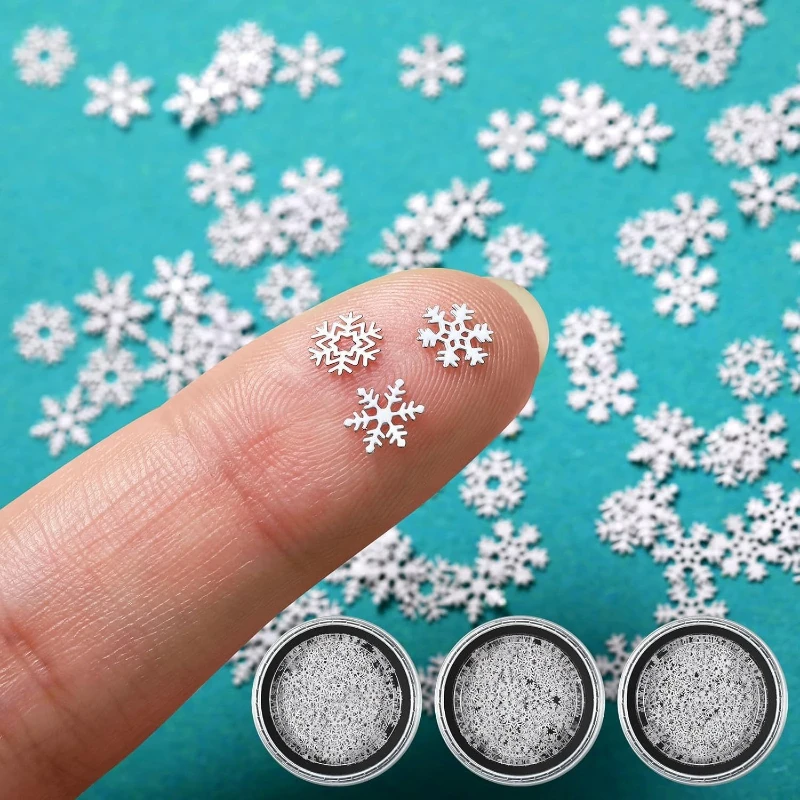 80-100pcs Hollow Out Gold Nail Glitter Sequin Snow Flakes 5mm Mixed Metal Snowflakes DIY Snow Flake Manicure Decor