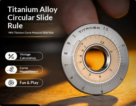 Titanium Alloy Vintage Slide Rule Multi‑Function Math Measuring Pendant EDC Fidget Creative Gift