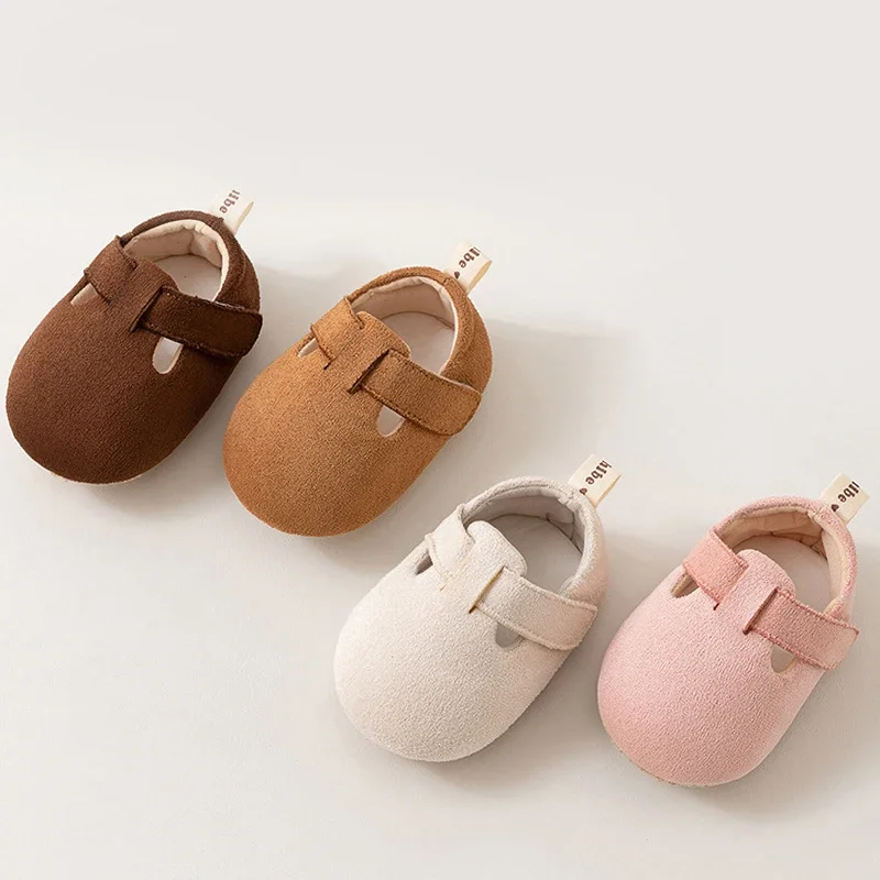 Mary Jane Infant Shoes Faux Suede Soft Sole Anti-slip Baby Pre-walker Shoes Lightweight Toddler Footwear for 0-18 Months