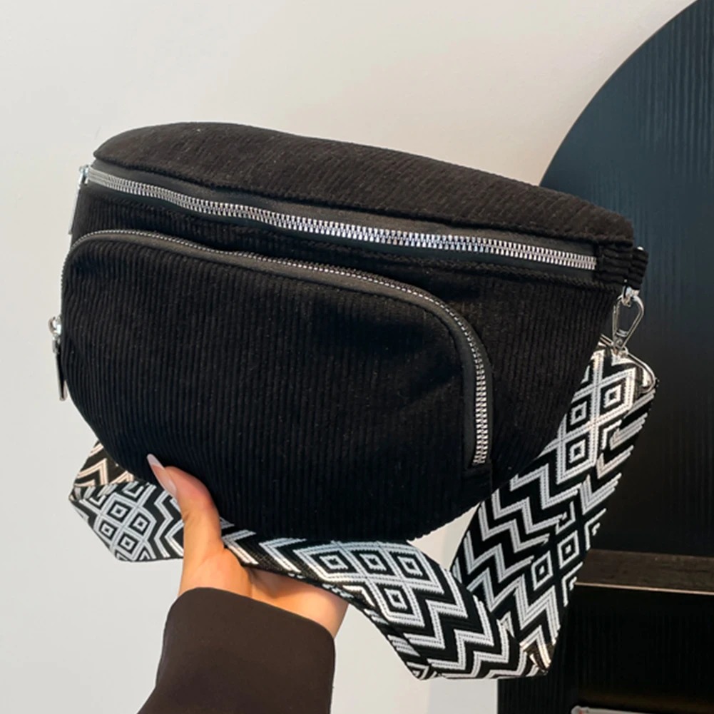 

Вельветовая нагрудная сумка, винтажная сумка на плечо, широкий гитарный ремень, повседневная поясная сумка, сумка-хобо с несколькими карманами, уличная дорожная сумка