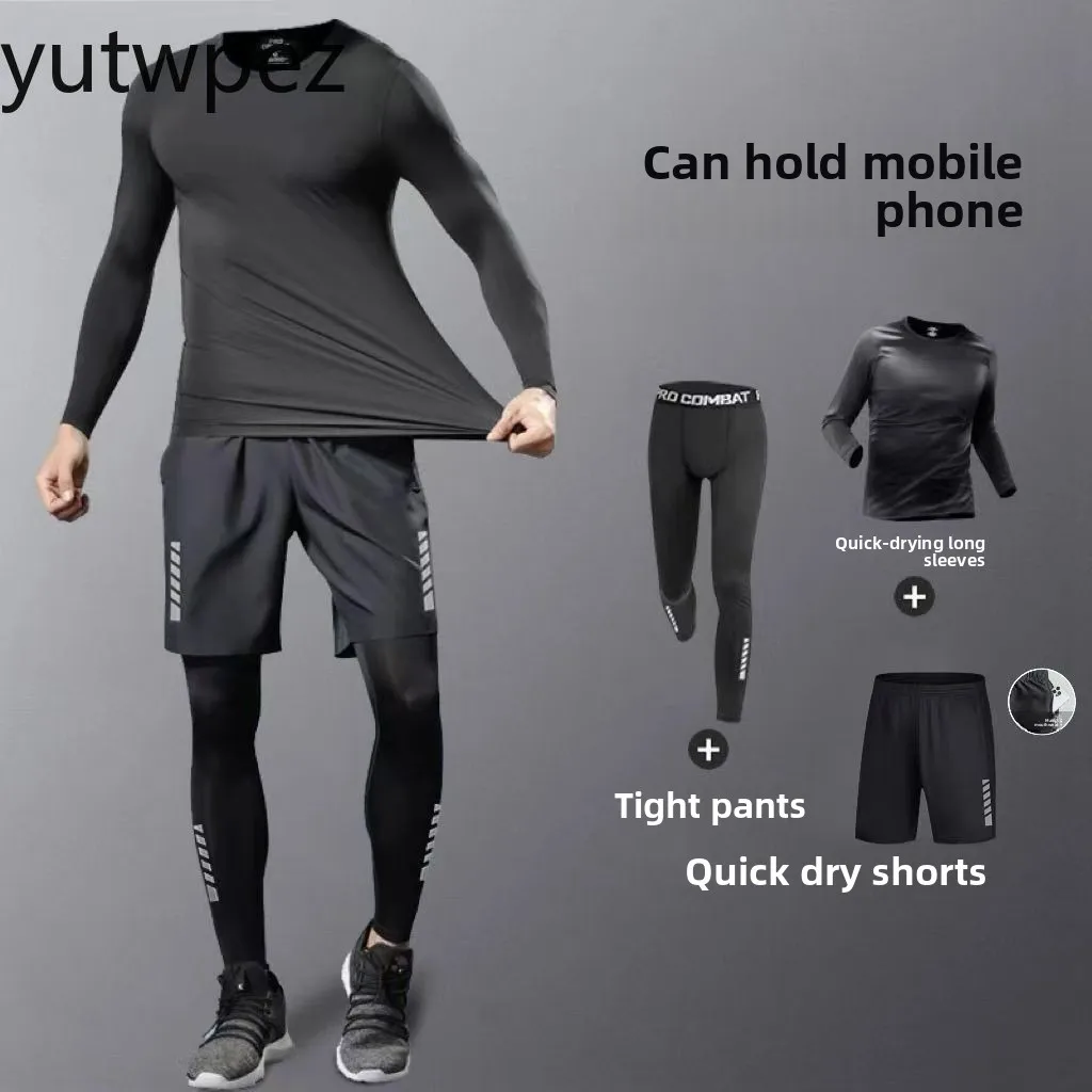 Summer Training Jogging Tracksuits Running Outdoor Compression Suit Set 3PC Workout Tights Men Sport Suit Gym Sportswear Clothes