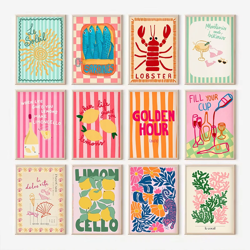 Photography Landscape - Póster Tropical Preppy con Conchas Marinas,