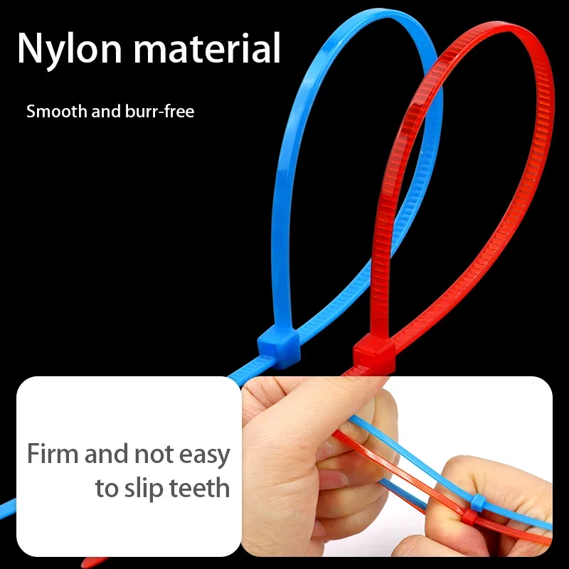 100/150/200mm Nylon Cable Tie Self-Lock Cable Ties Nylon Wire Zip Durable Organiser Fastening Ring Colored Plastic Binding Strap