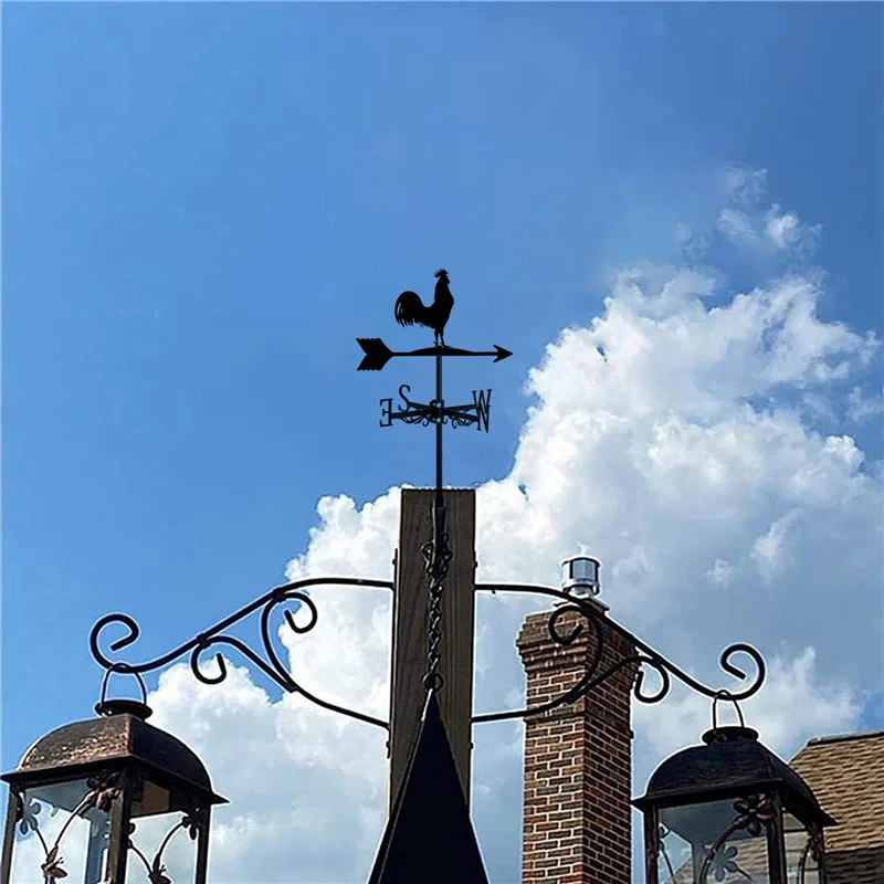 ABUE-3X Weathervane With Animal Chickens Garden Stake Weather Vane Wind Direction Rooster Cockerel Ornament Art Craft