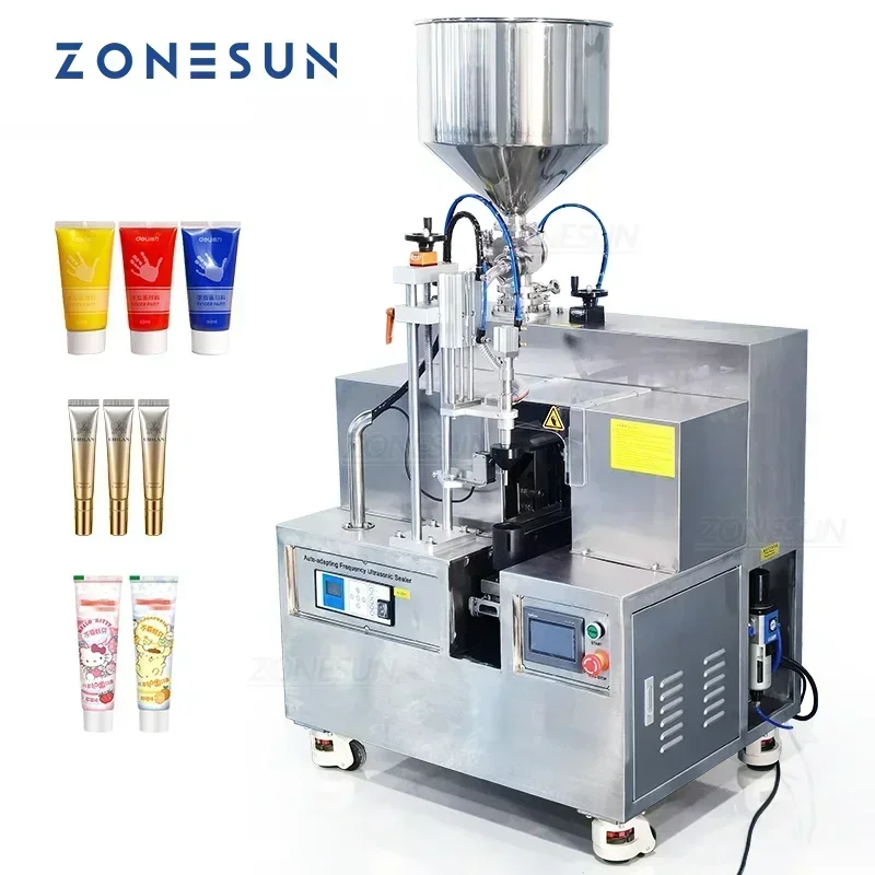 ZONESUN ZS-FS002U crema semiautomática para bebés, pasta de dientes, loción corporal, llenado de tubos blandos y máquina cortadora de sellado ultrasónico