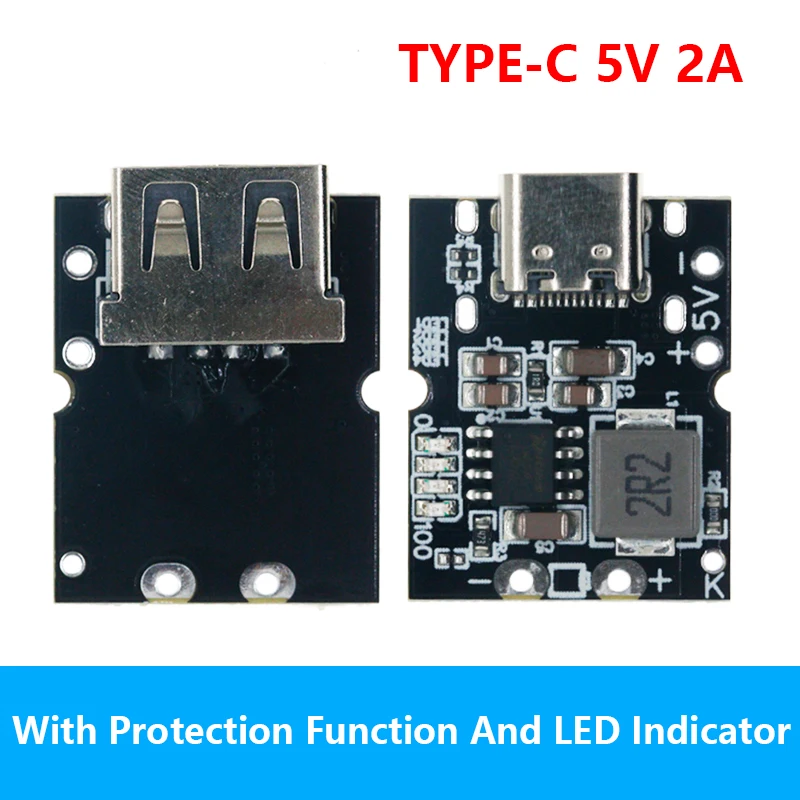 Convertidor de refuerzo tipo C / Micro USB, accesorios de Banco de energía móvil con indicador LED de protección, 5V, 1A, 2A