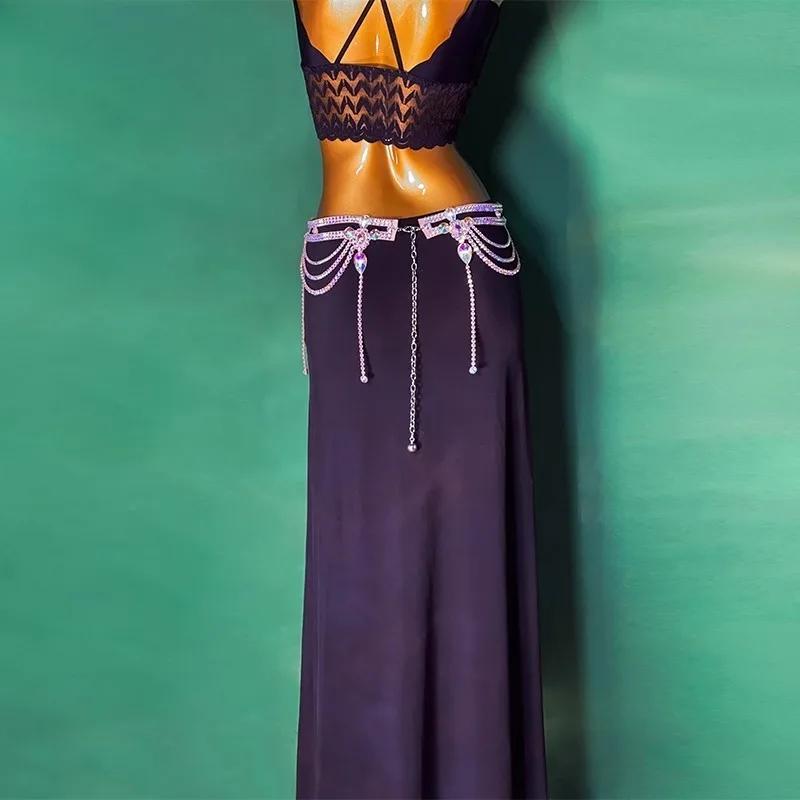 맞춤형 벨리댄스 의상 허리 체인 액세서리 태슬 핫스탬핑 다이아몬드 YL211