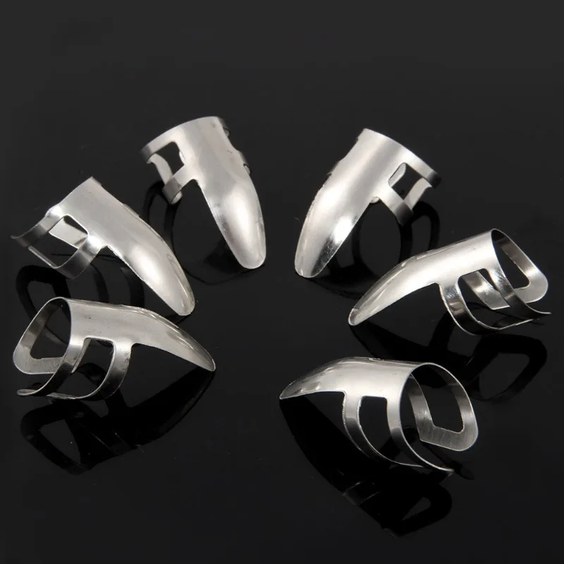 6Pc Stainless Steel Finger Protective Finger Picks Protection Finger for Guitar Banjo Ukulele Silver