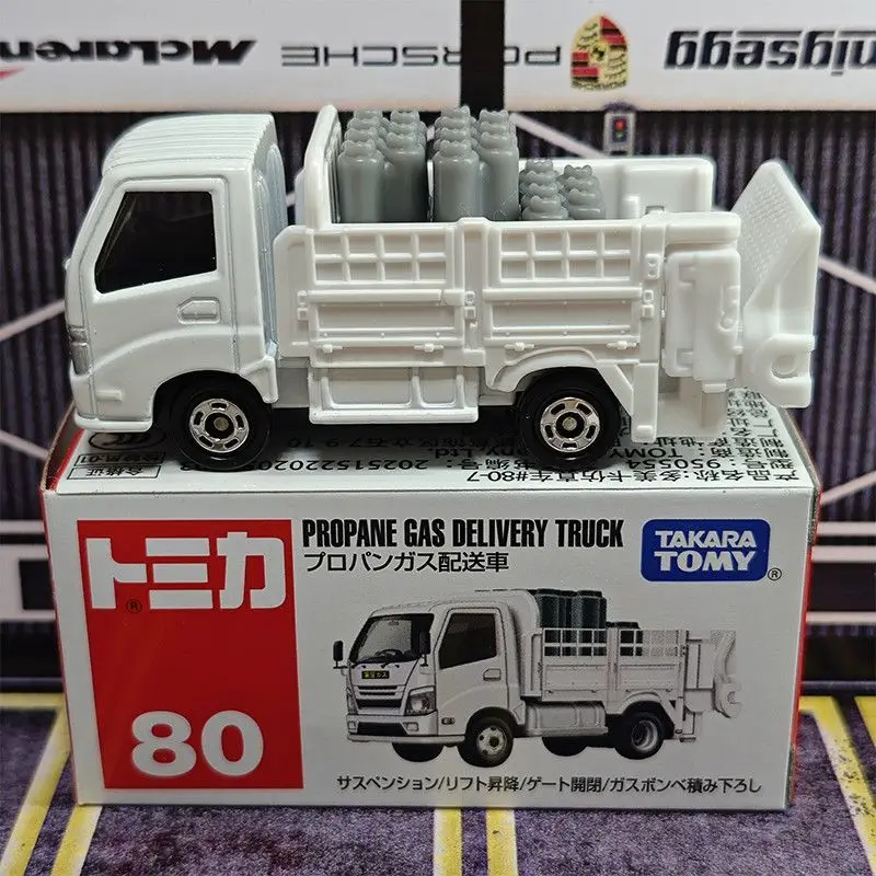 Takara Tomy Tomica No.80 Propane Gas Delivery Truck Diecast Alloy Model, Mini Metal Vehicle Replica for Collector Display