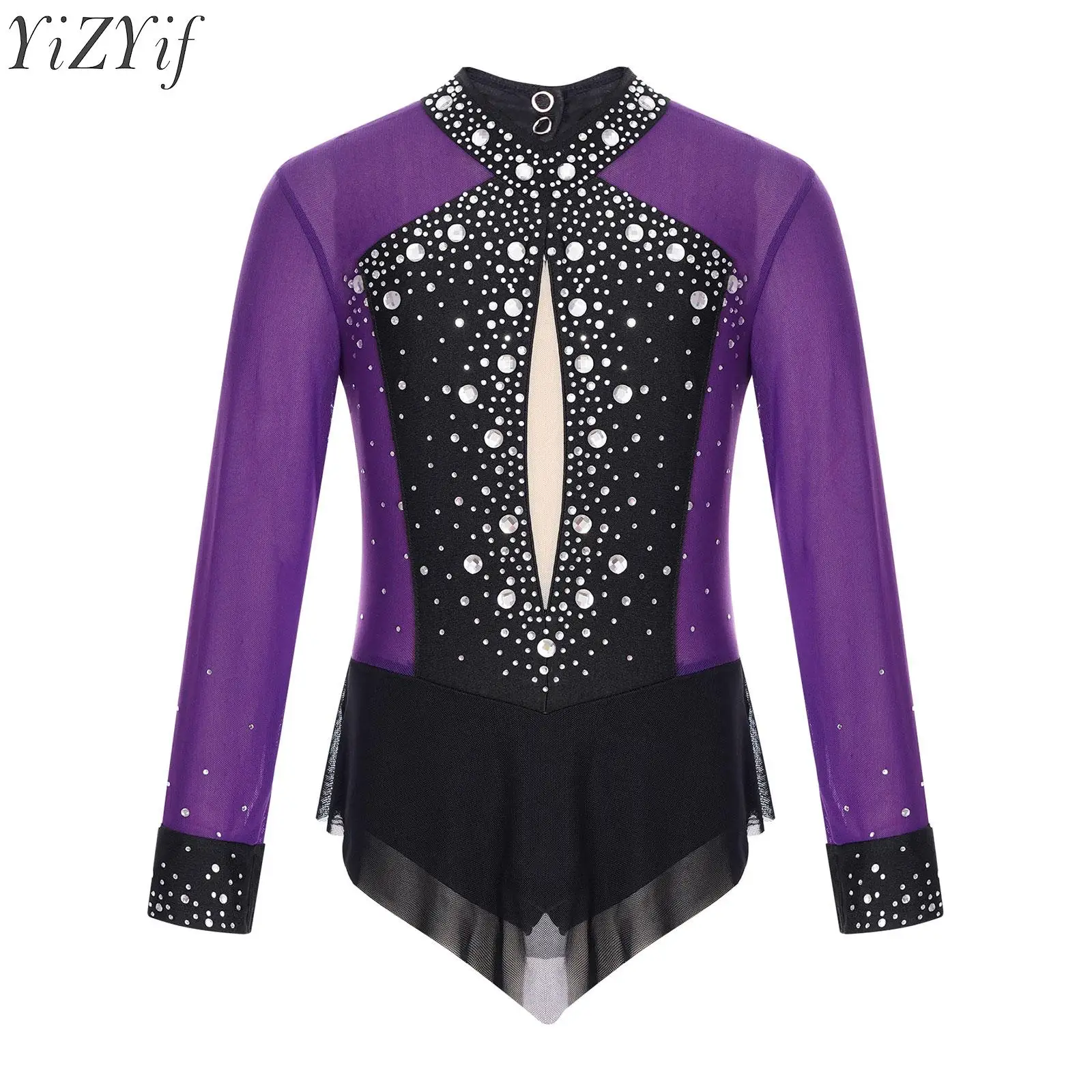 

Kids Girls Ballet Gymnastics Leotard Long Sleeves Figure Skating Dancewear Sports Bodysuit Ballerina Costumes Stage Performance