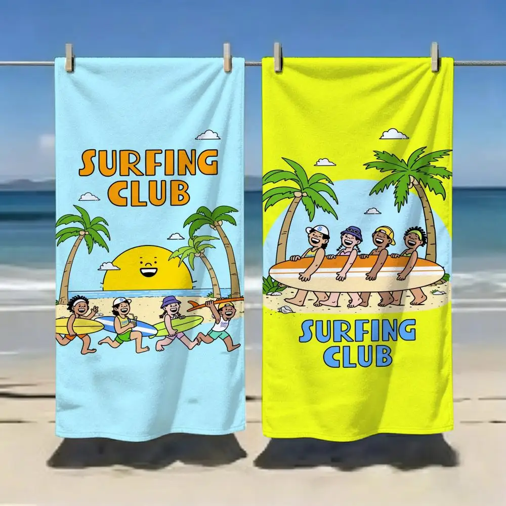 Cartoon Summer Athletes Towel Microfiber soft Beach Towel for Travel Fitness Sauna Bathing Camping