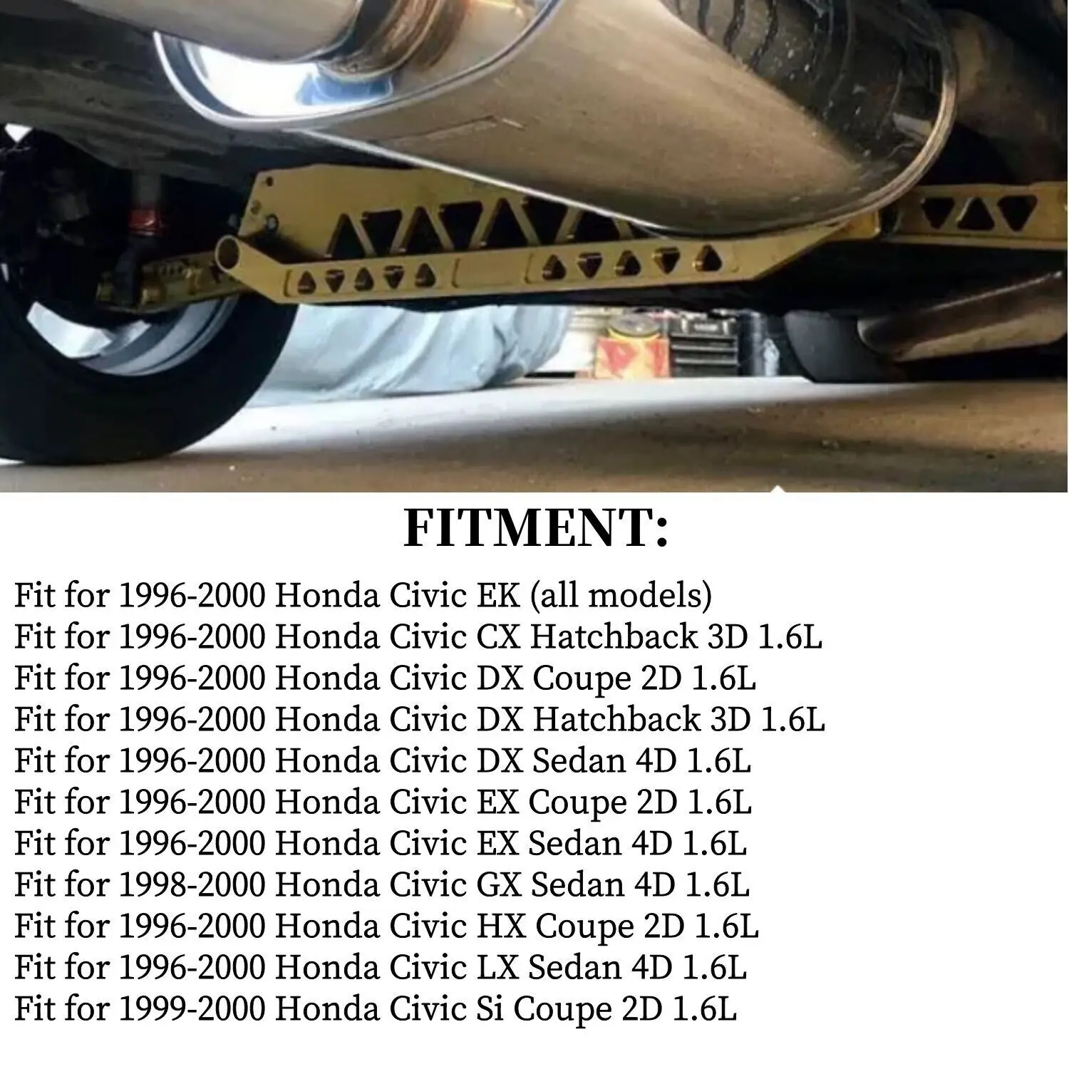 Barra de amarração traseira inferior do subquadro da boleto prata para Honda Civic EK Si DX 1996-2000