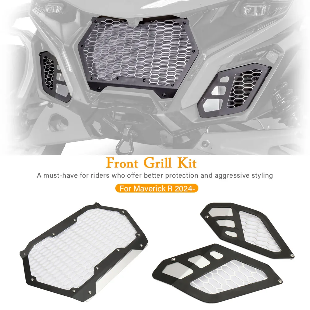 

For Can-Am maverick R Maverick MAVERICK R New Front Grill Kit Black Radiator Guards Set UTV 2024 2025