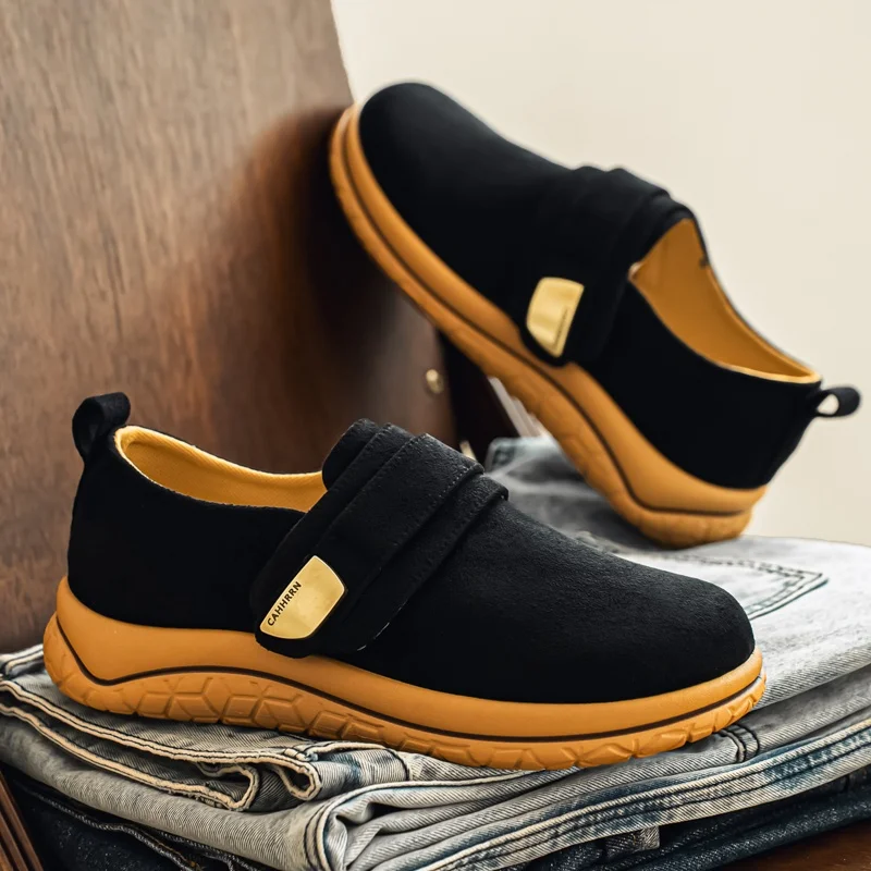Durable Cow Suede Lace-Up Tennis Sneakers Male Shockproof Soft Sole Athletic Shoes for Gym Running Outdoor Daily