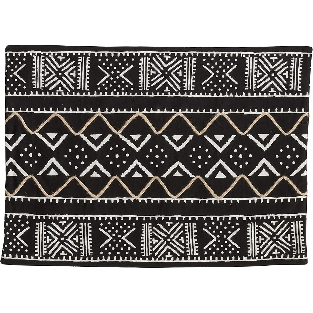 

Mud Cloth Placemats Set of 4 Cotton Soft Durable Hand Wash 14x20 Ideal Christmas Housewarming Thanksgiving Dining Table