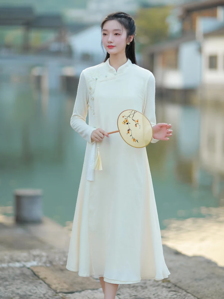 

Young Women's Tea Ceremony Clothing Autumn Winter Improved Sle Daily Zen Suit Cotton Nylon Polyester Blend Long S...