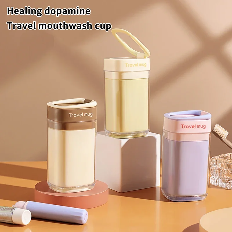 

Dopamine Travel Wash Cup Lightweight Large Capacity Travel Water Cup With Handle Folding Toothbrush Drainable Mouthwash Cup