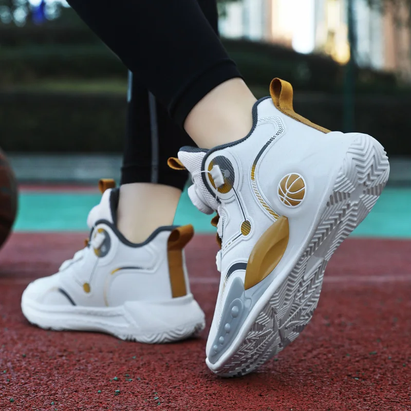 أحذية رياضية قتالية لكرة السلة للأولاد ، أحذية رياضية مانعة للإنزلاق ، قابلة للتنفس ، زر دوار ، خفيفة الوزن ، أحذية جري للأطفال ، جديدة ، #2