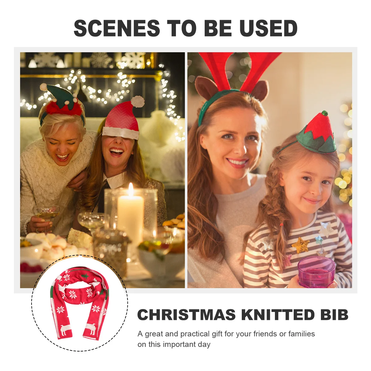 

1Pcs Warm Scarf Acrylic Fibers Knitted Christmas Printed Pattern Winter Holiday Gift Scarf Knitted Shawl Christmas Decor