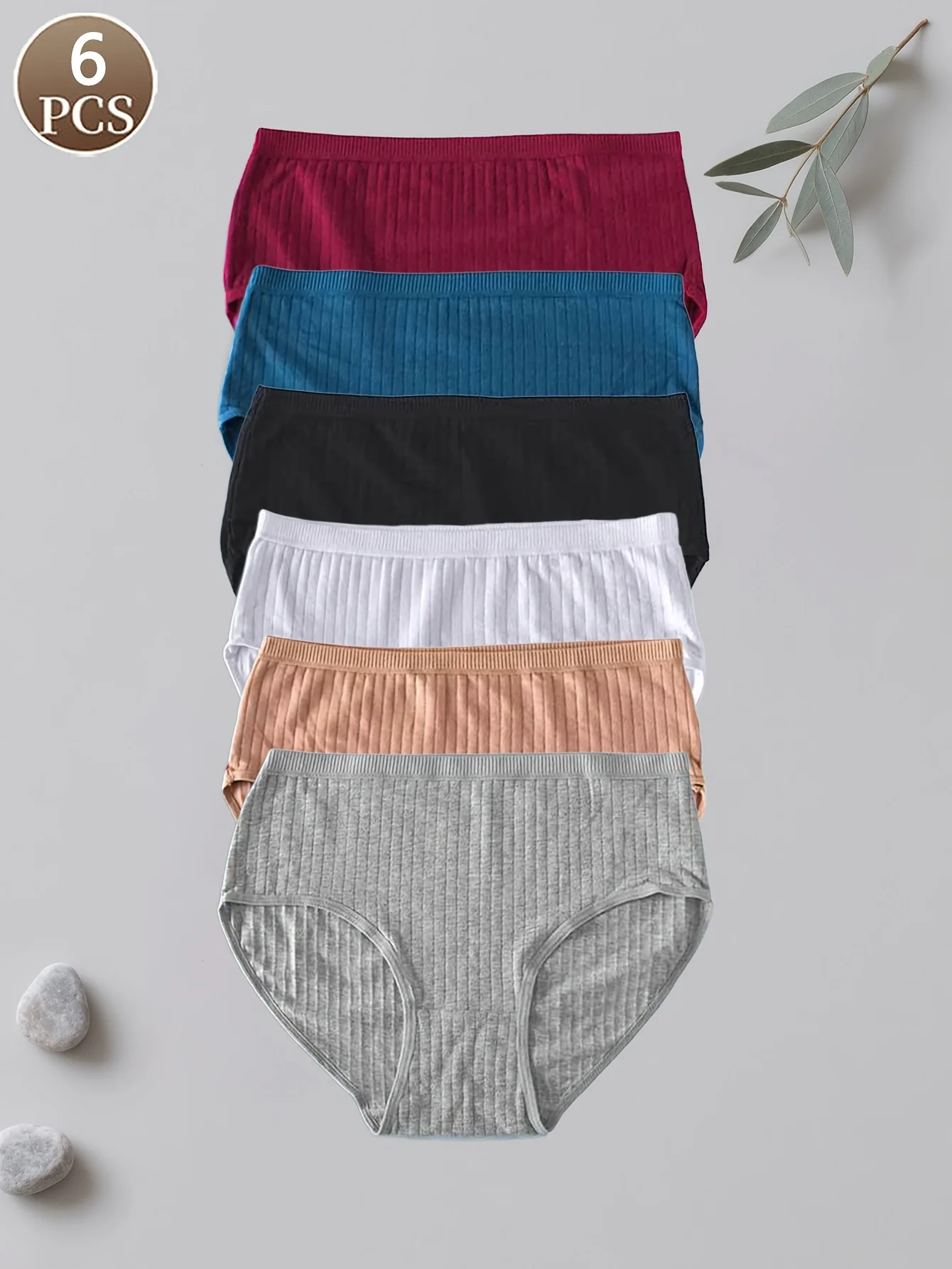 6PCS women's briefs solid color high waist pure cotton underwear soft and comfortable women's briefs casual sports women's under