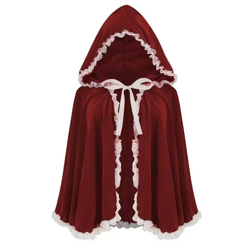 Red Hooded Cloak Christmas Party Cape