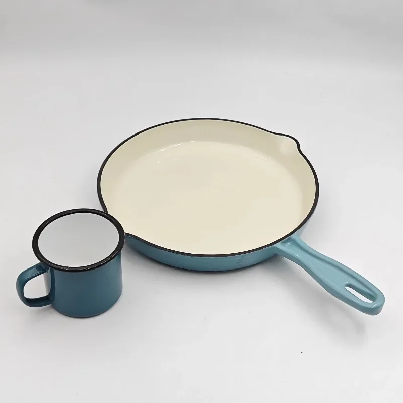 Enamel coated cast iron non-stick cookware, frying pan, small cast iron pan, convenient, practical and durable