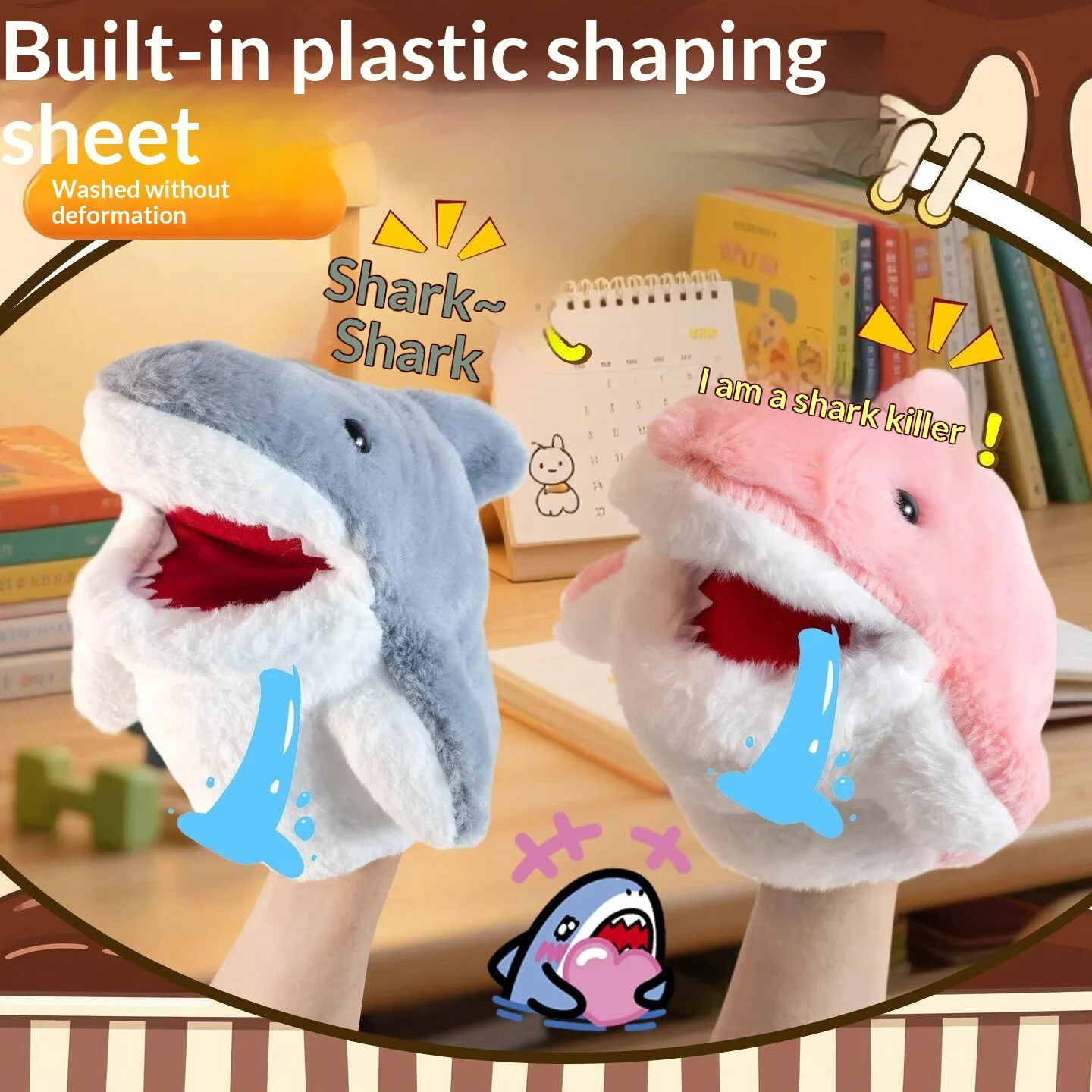 Shark Hand Puppet Plush Shark Arm Glove Toy Funny Interactive Stuffed Doll Kids Birthday Gift Couple Prank Game Student Play Dec view 4