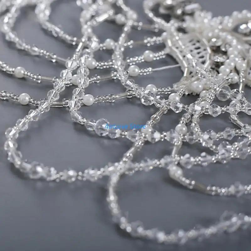 T4MD Pearl Body Body Body Body Netclace Crystal Cormer Chain Pib Cort