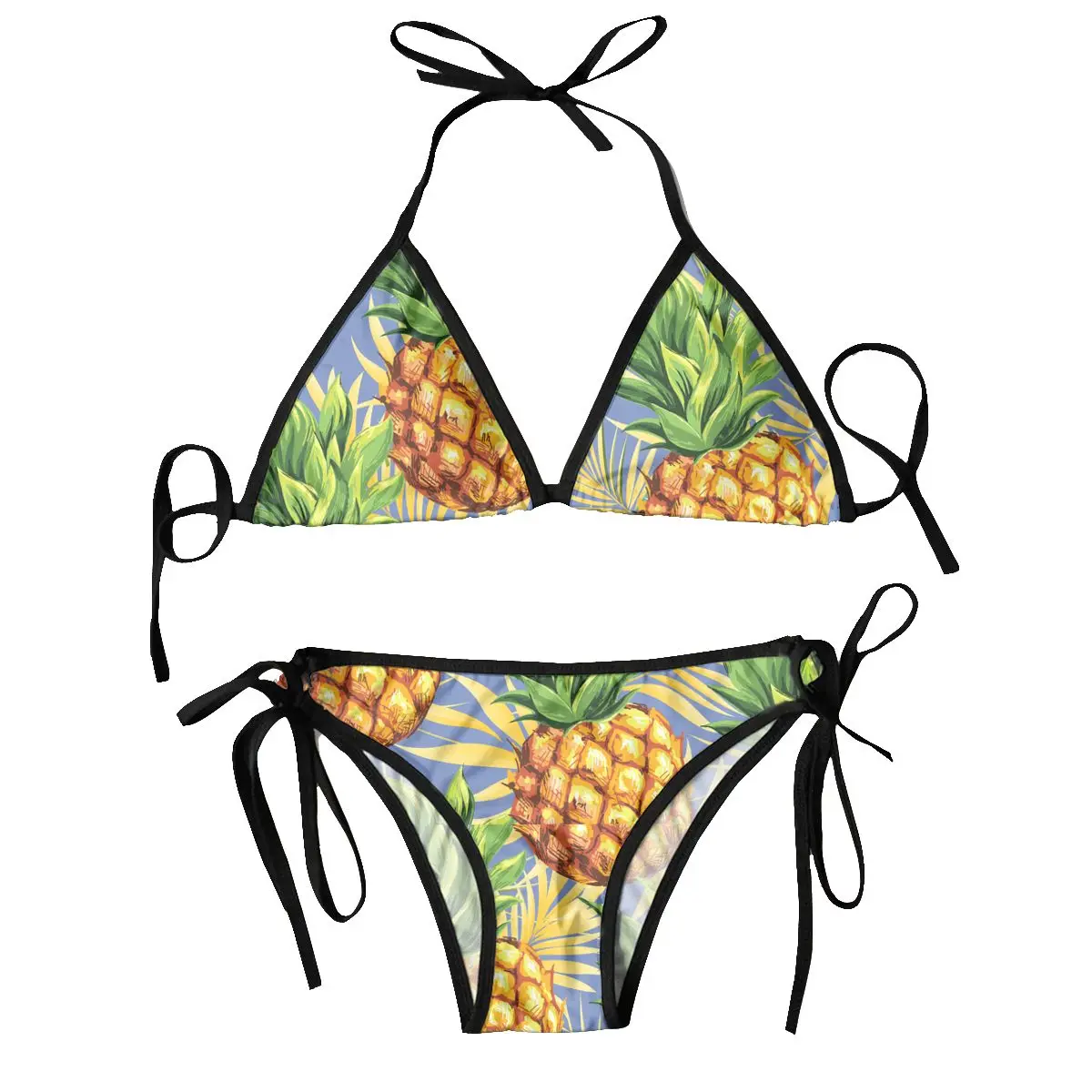 Costume da bagno triangolo donna Bikini con lacci costume da bagno Sexy Halter Pushup ananas