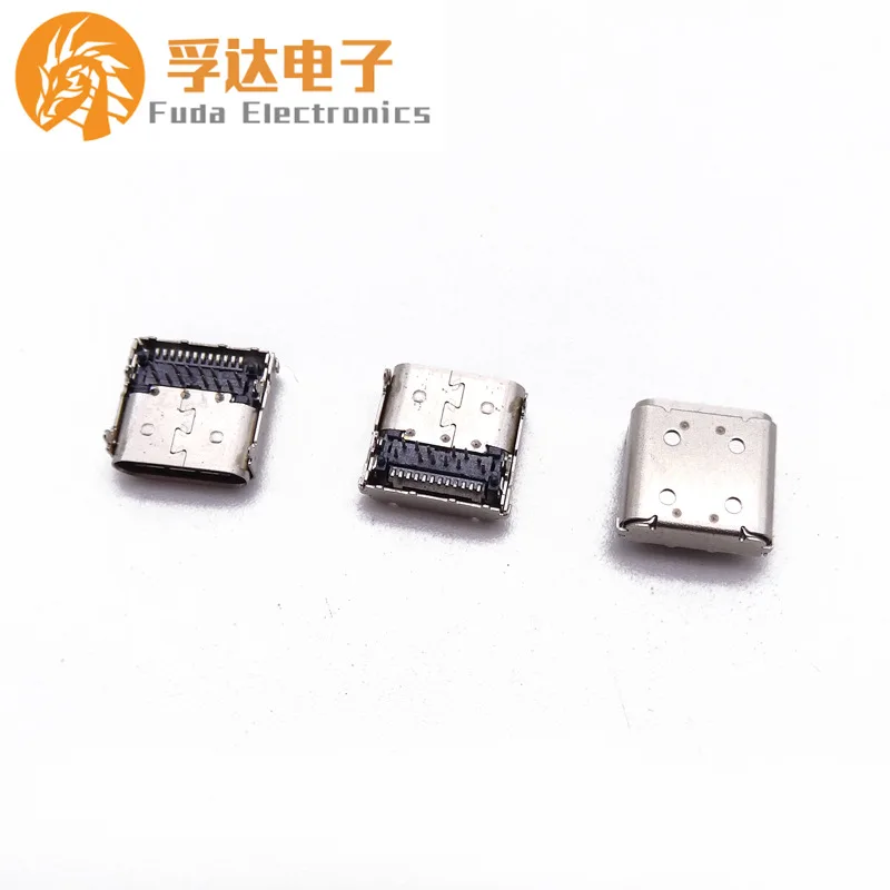 For TYPE-C 24P female seat TYPE-C24P double shell four-leg plug board on board, pin DIP + SMT with column and convex hull