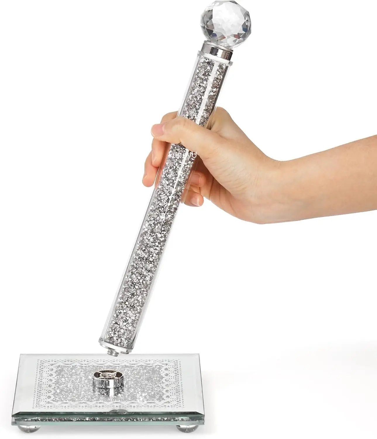 Crystal Napkin Holder Countertop Paper Towel Holder Paper Dispenser Stand with Sparkly Crushed Diamond for Kitchen Bathroom